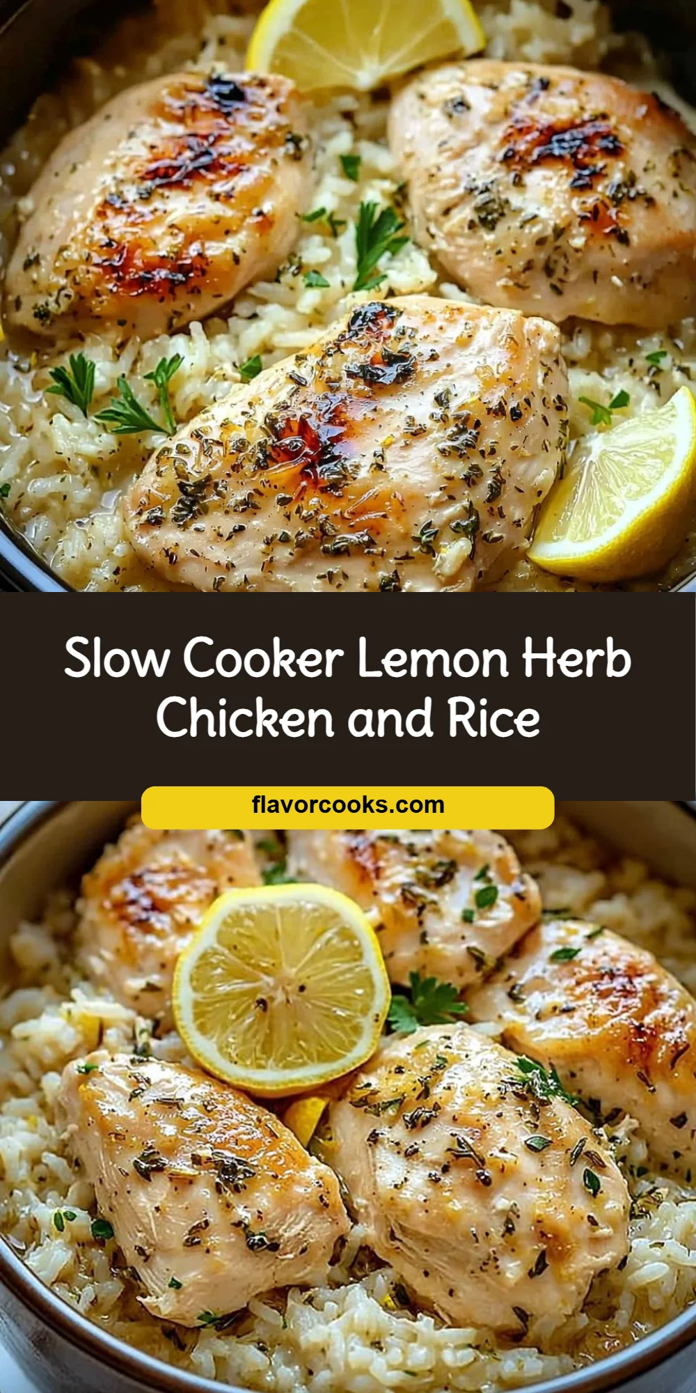 Slow Cooker Lemon Herb Chicken and Rice