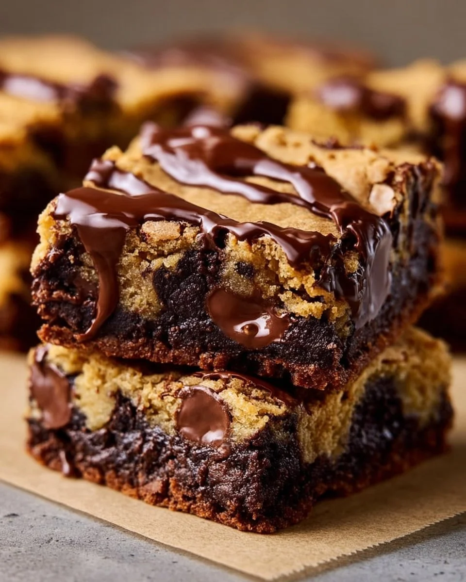 Sourdough Brown Butter Brookies with Chocolate Drizzle