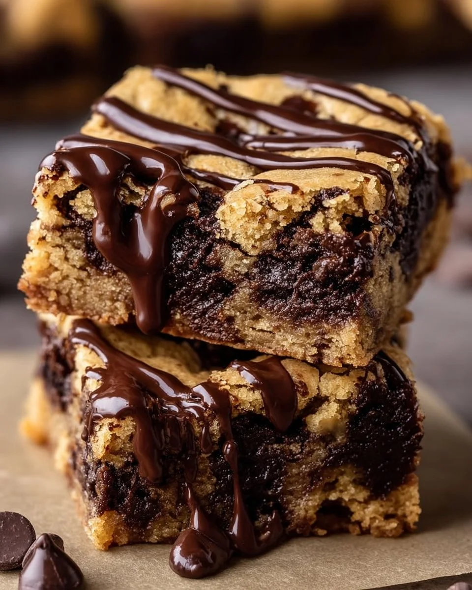 Sourdough Brown Butter Brookies with Chocolate Drizzle