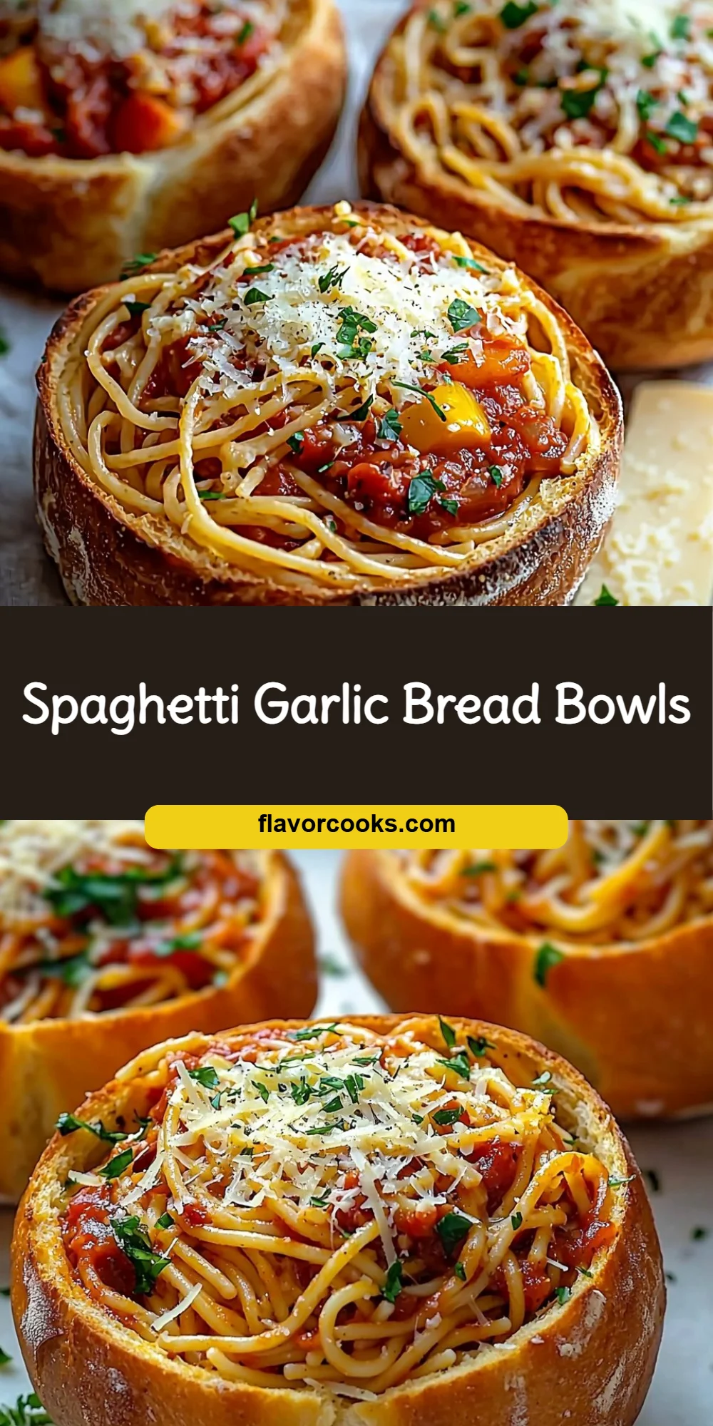 Spaghetti Garlic Bread Bowls