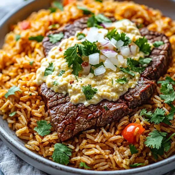 Delicious steak and cheese rice dish, a flavorful twist on a classic meal
