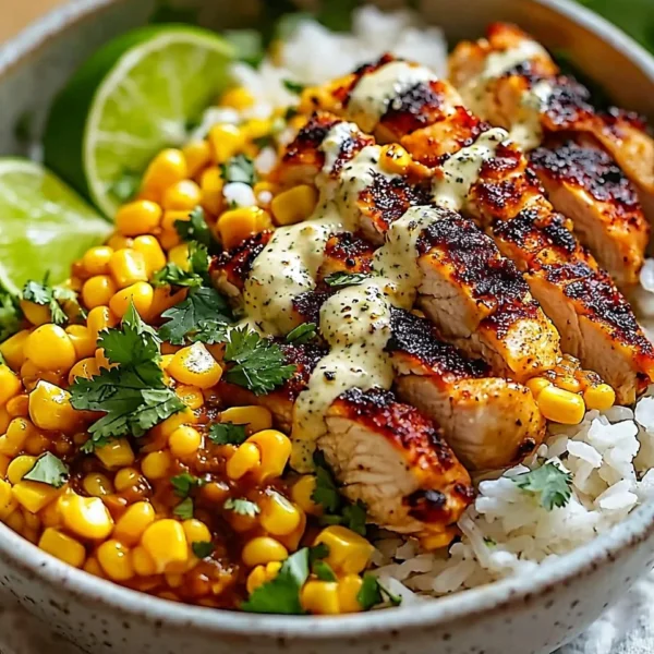 Delicious Street Corn Chicken Rice Bowl with vibrant ingredients