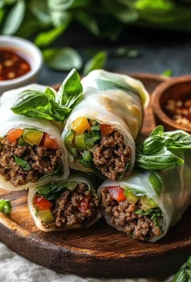 Delicious Thai Basil Beef Rolls made with fresh ingredients for a quick dinner.